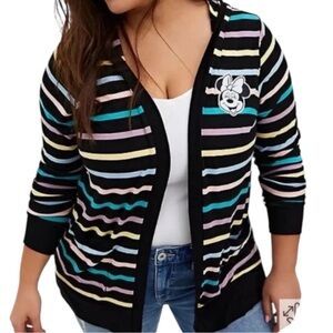 Minnie Mouse Multicolor Striped Cardigan with Character Patch